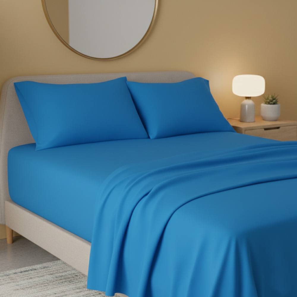 Snug City Flannelette Flat Sheet Soft Brushed Cotton Bedding for Warmth Comfort in Teal