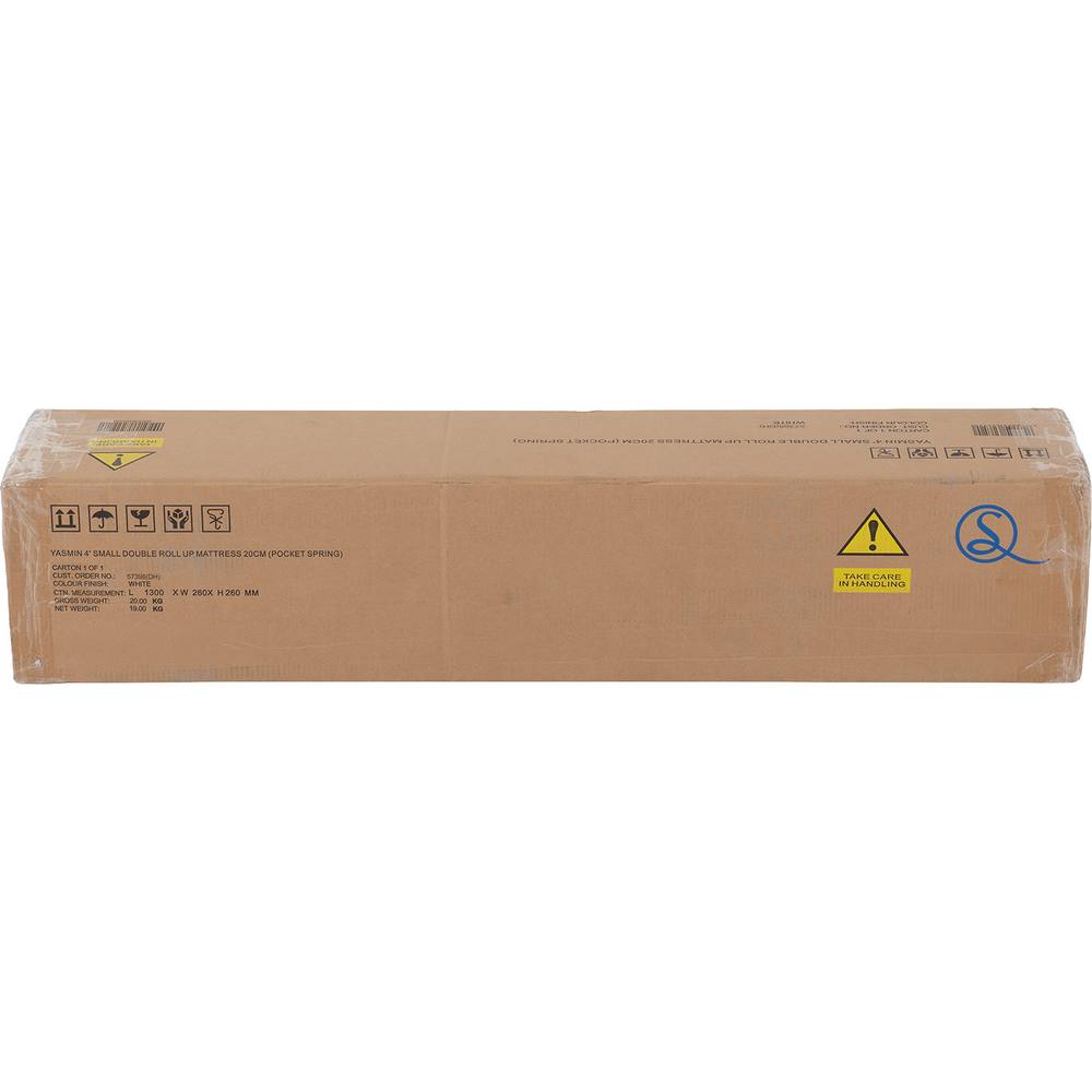 Seconique Yasmin 4' Small Double Roll-Up Mattress 20cm (Pocket Spring) in White 3