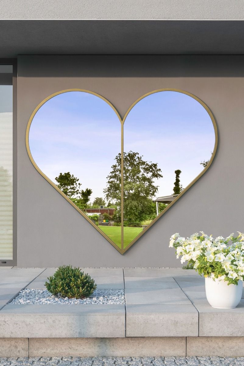 MirrorOutlet Gold Metal Framed Heart Shaped Wall Garden Mirror (180CM X 180CM) 2