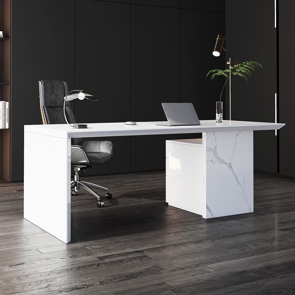 Modern White Wooden Home Office Desk with Movable File Cabinet Office Furniture (1520mm)
