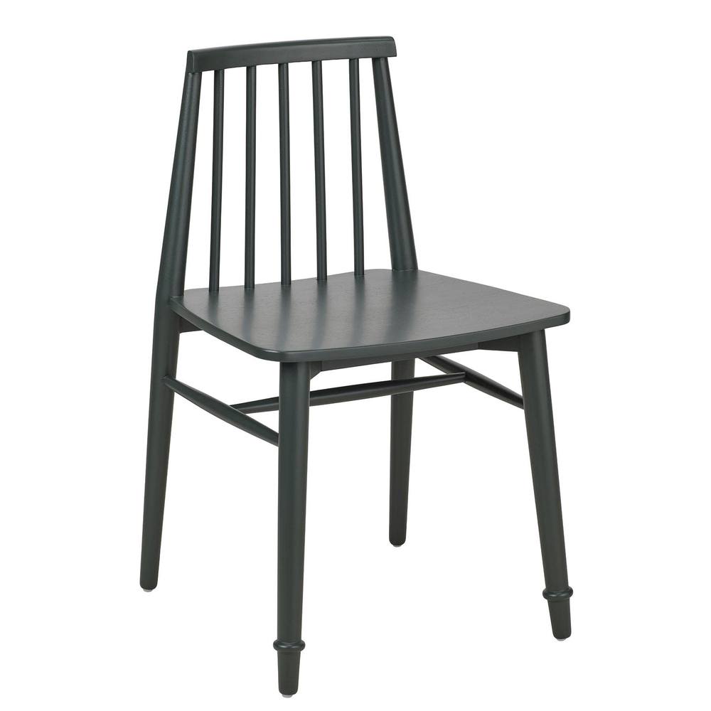 Statement Furniture Queensbury Wooden Dining Chair with Slatted Back in Bottle Green