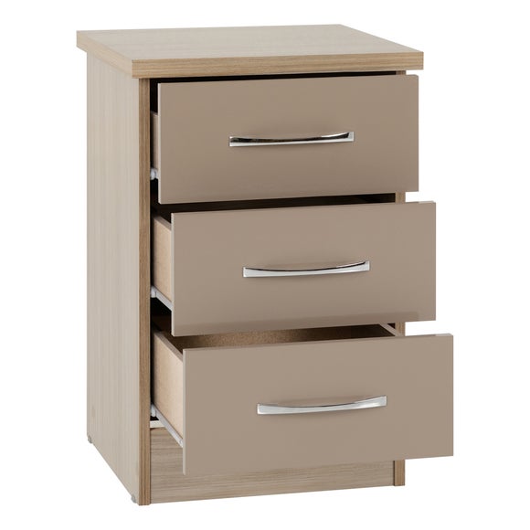 Return - Nevada 3 Drawer Bedside Table, Oyster 3
