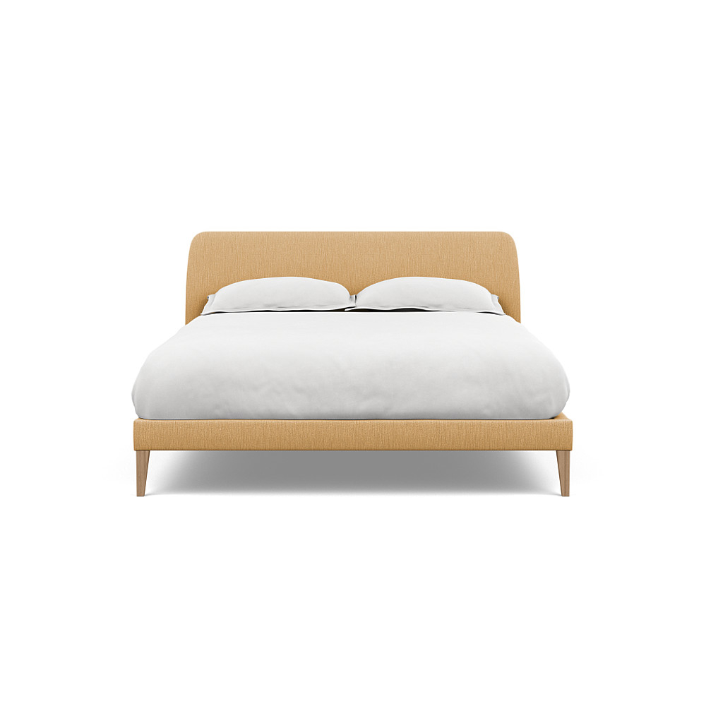 Heal's Wallis Bedstead King Smart Linen Mix Sand Walnut Feet