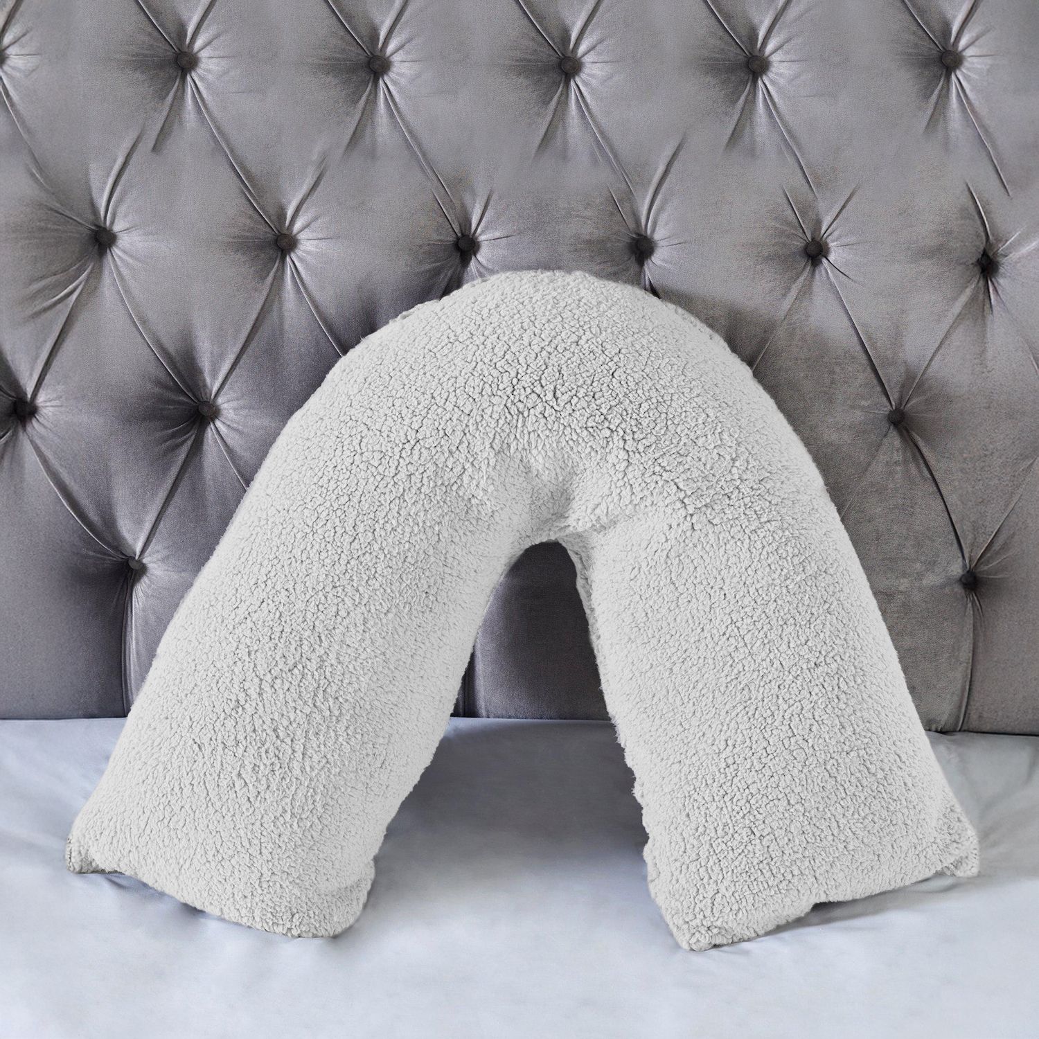 Snug City Teddy Bear Fleece Super Soft Cosy V Shape Pillowcase in White