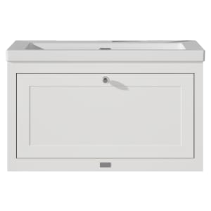 Bayswater Hartleigh Pointing White Traditional Wall Hung Vanity Unit & 1 Tap Hole Modern Recessed Basin - 800mm