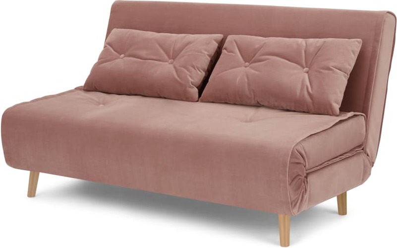 Haru Large Double Sofa Bed, Vintage Pink Velvet