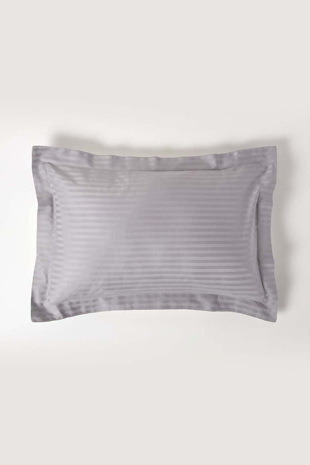 Homescapes Egyptian Cotton Satin Stripe Oxford Pillowcase 330 TC in Grey