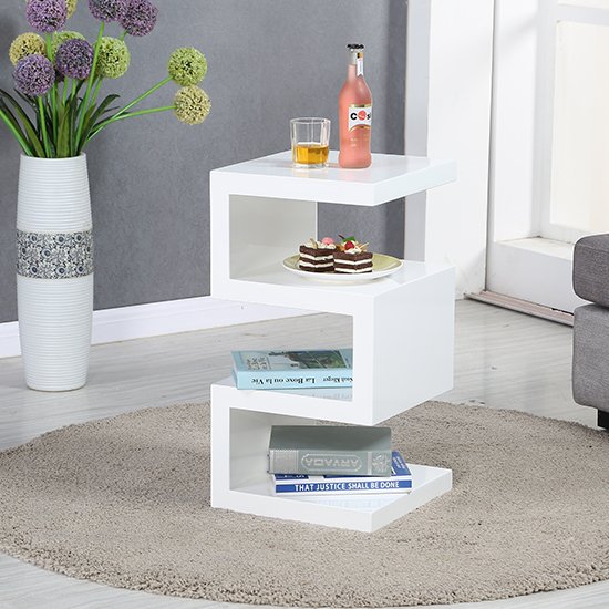 Trio Modern Side Table In White High Gloss