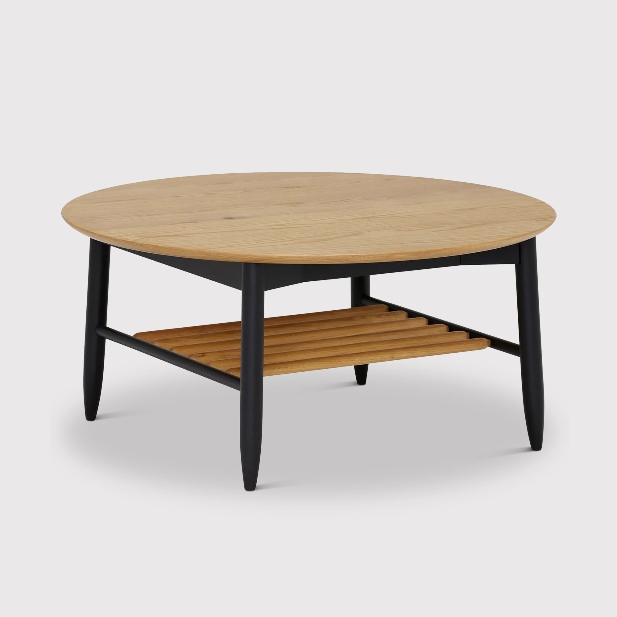 Ercol Monza Round Coffee Table, Round, Brown Oak | Barker & Stonehouse