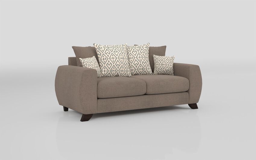ScS Living Brown Aspen Fabric 3 Seater Scatter Back Sofa