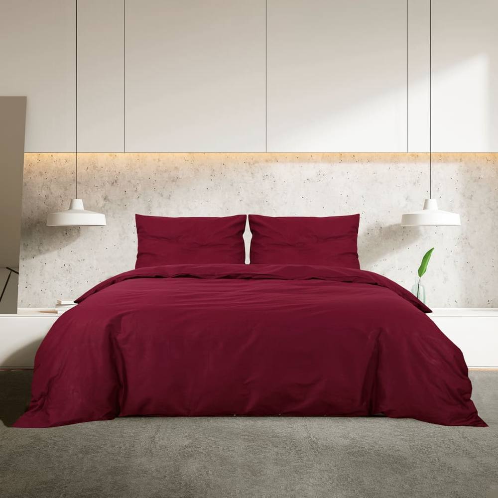 Berkfield Home Elegant Duvet Cover Set Bordeaux 140x200 cm Cotton in Red