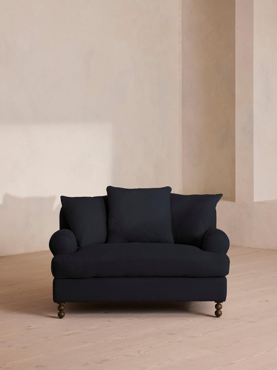 Audrey Loveseat, Linen, Indigo
