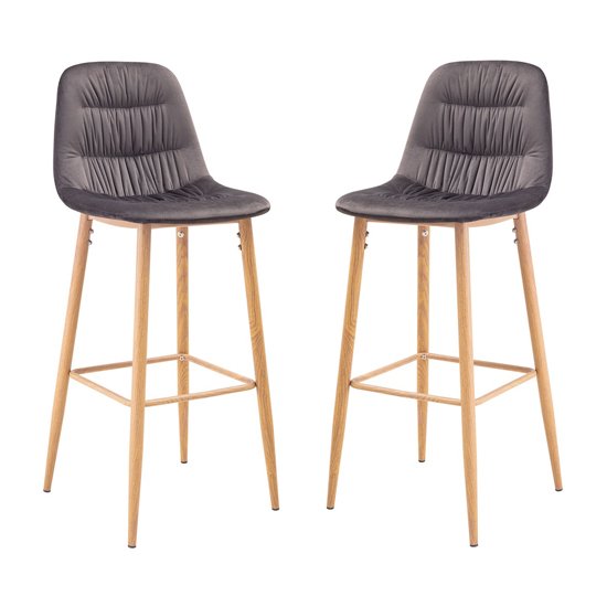 Harper Grey And Silver Finish Bar Stool In Pair