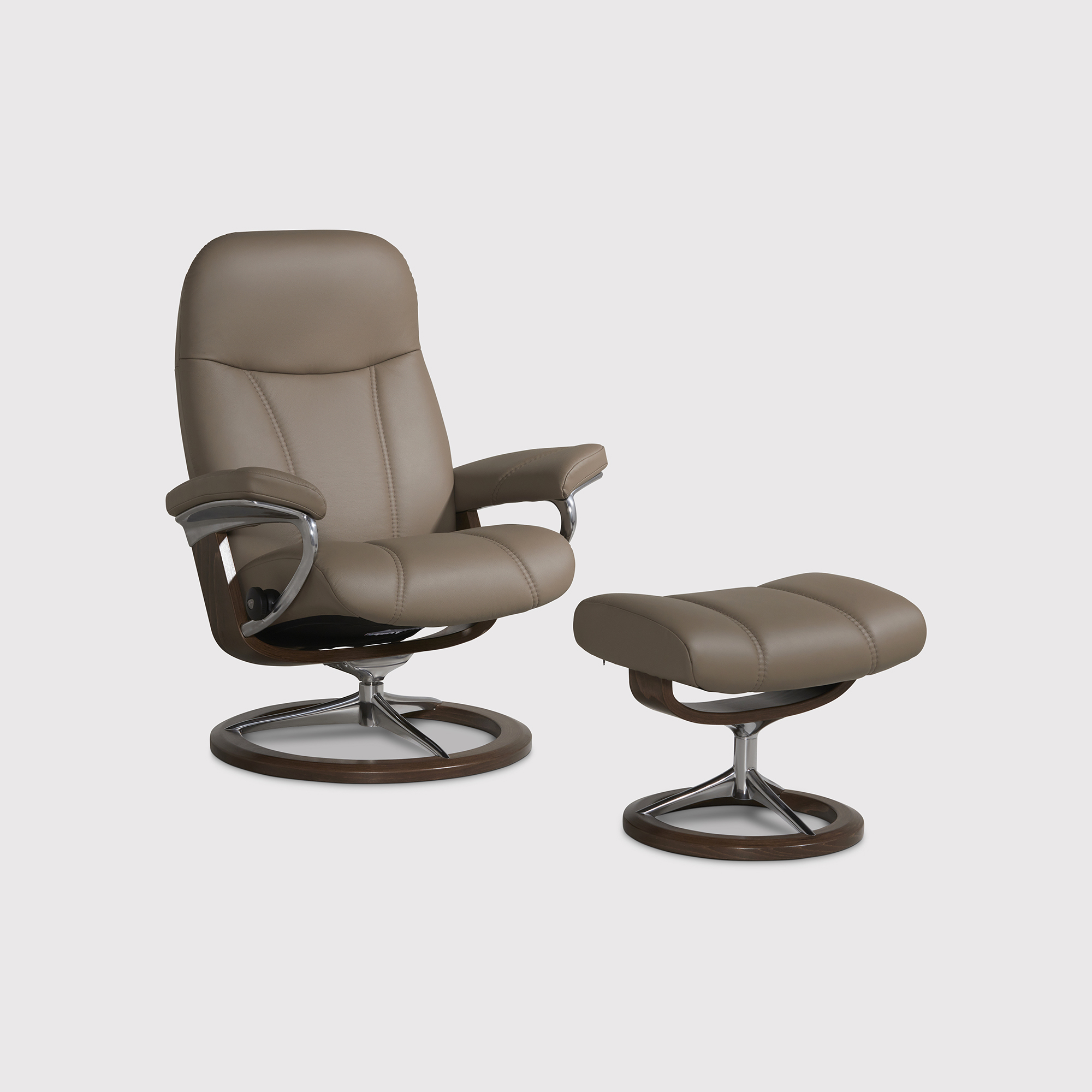 Stressless Consul Medium Recliner Chair & Stool, Brown | Barker & Stonehouse