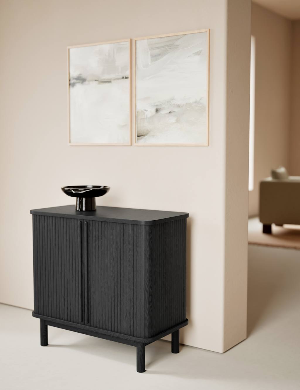 Gallery Direct Fluted 2 Door Sideboard Black