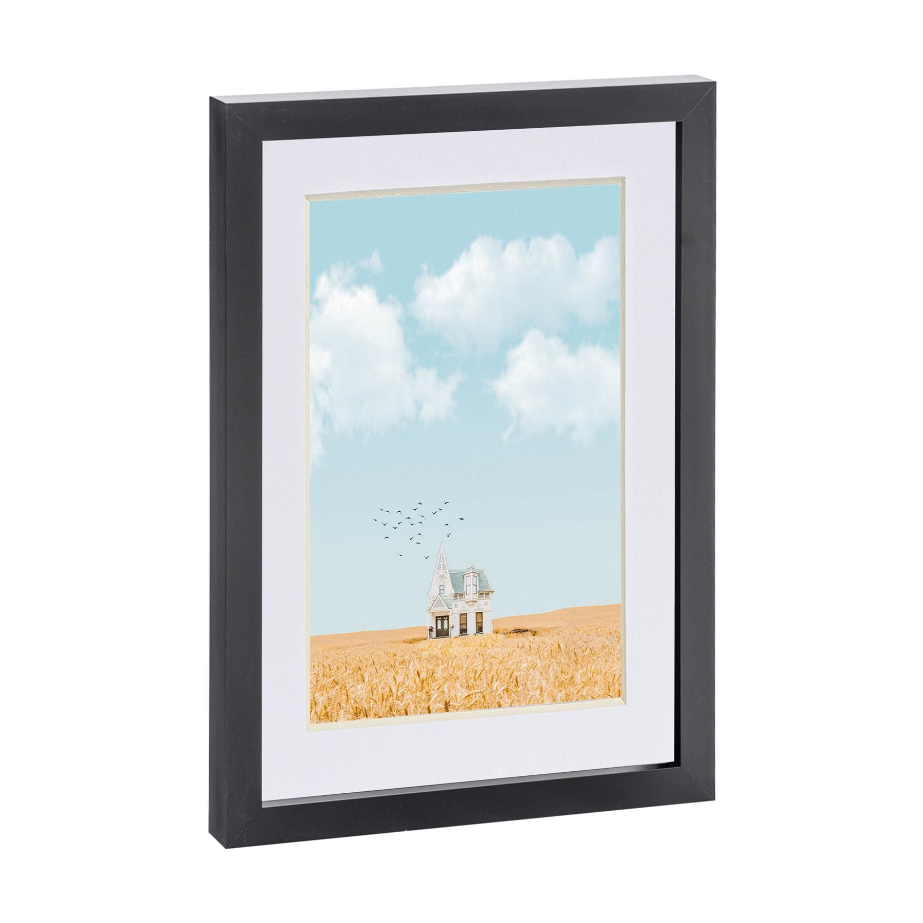 Nicola Spring Photo Frame with A5 Mount - A4 (8" x 12") - White Mount in Black