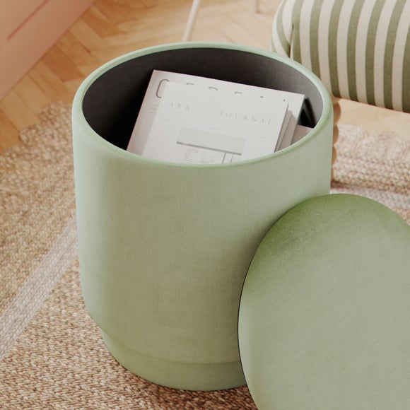 Dara Velvet Swivel Storage Footstool 3