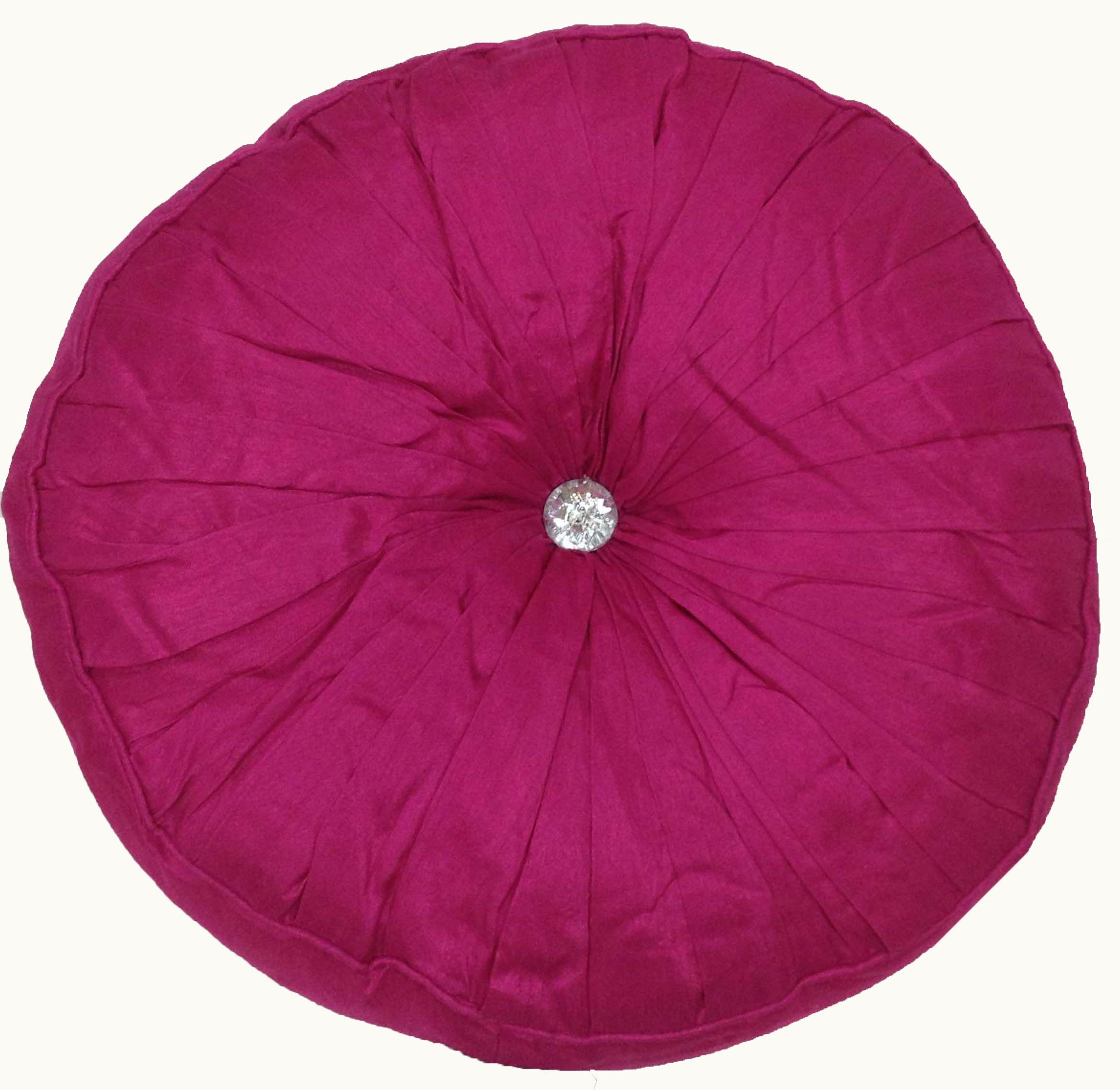Rapport Home Diamond Round Polyester Cushion (43x43 cm) in Fuchsia