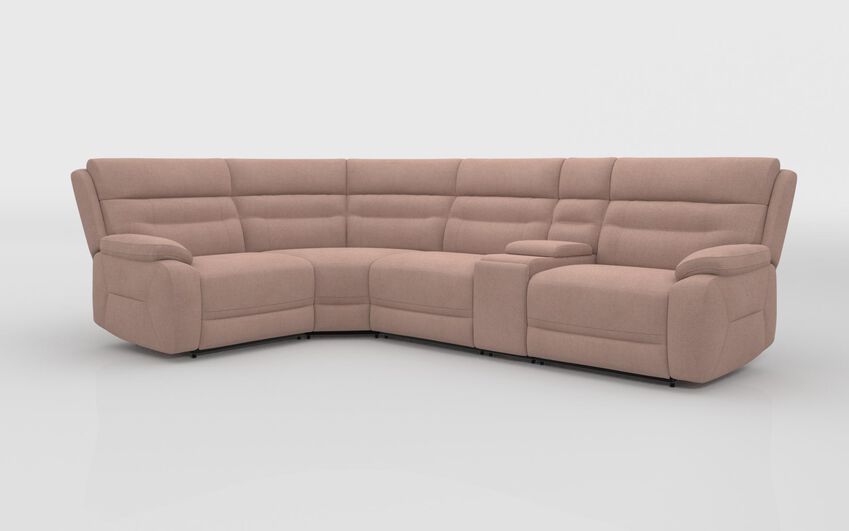 Pink Fabric Fenton 1 Corner 3 Sofa with Console