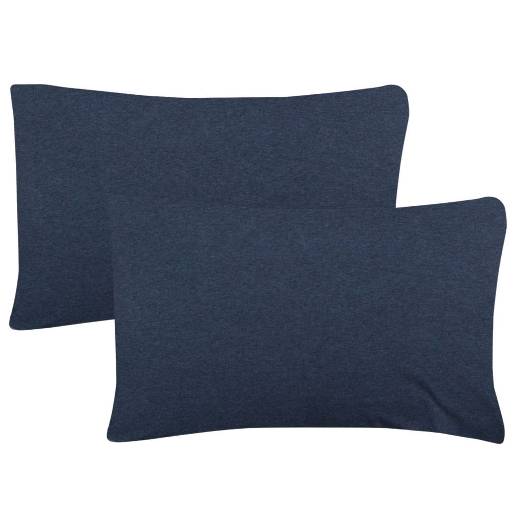 Smart Living Jersey Melange Polycotton Luxury Fitted Bedsheet or Pillowcase Pair in Dark Blue