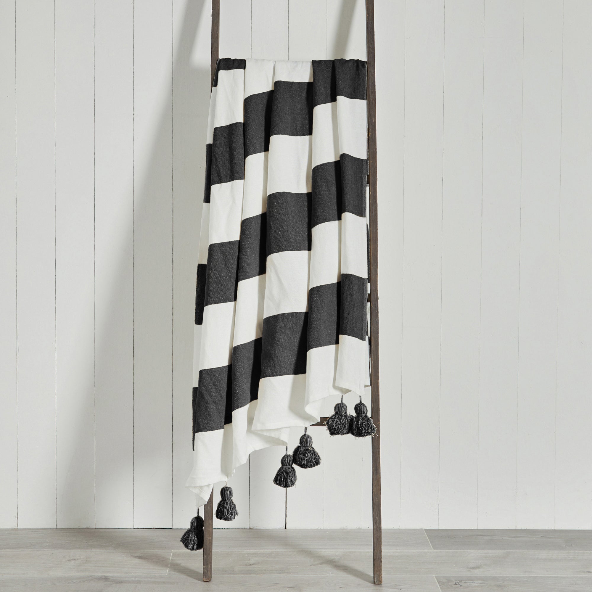 Lucas Stripe 150cm x 200cm Throw Grey and White