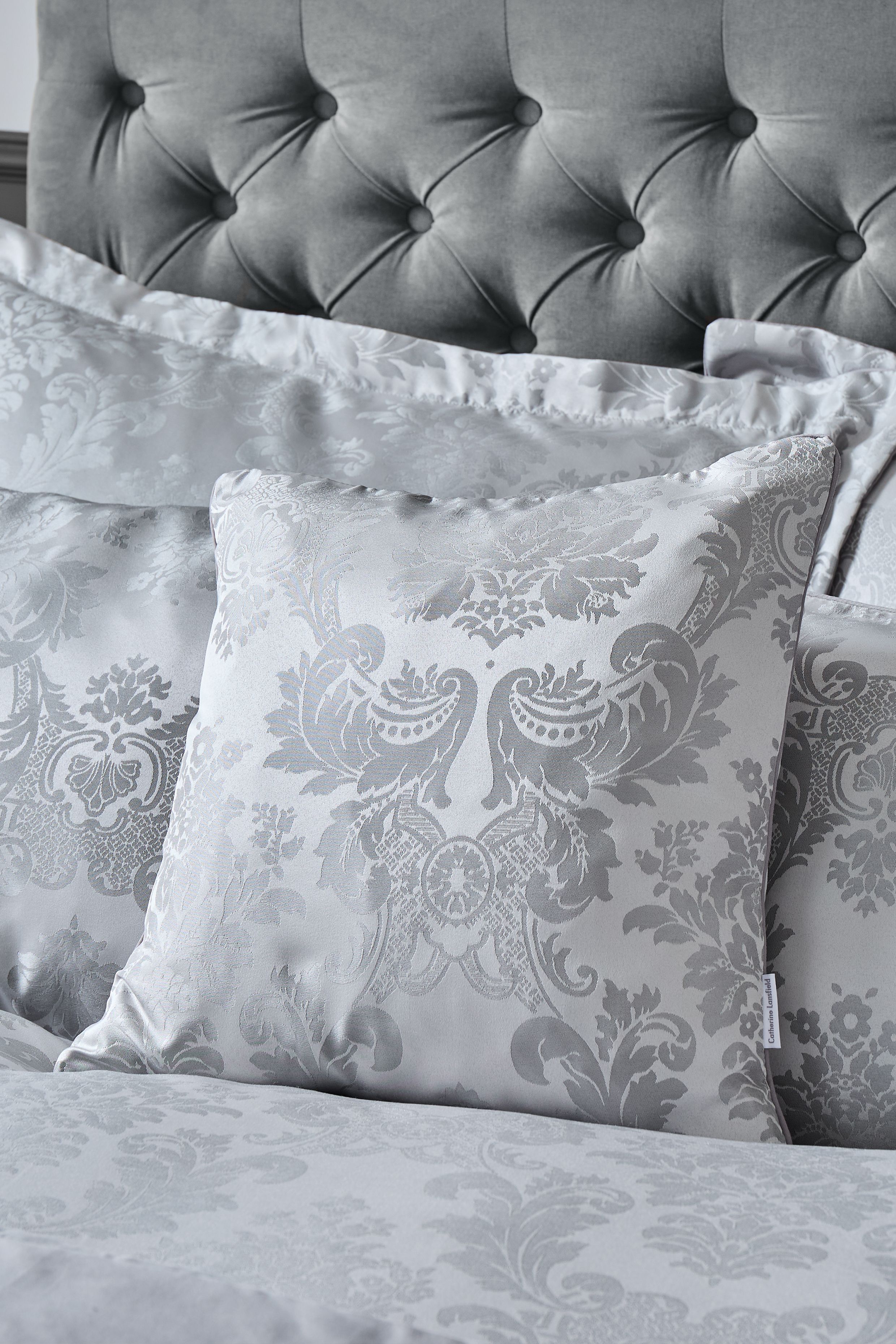Catherine Lansfield 'Damask Jacquard' Cushion in Silver