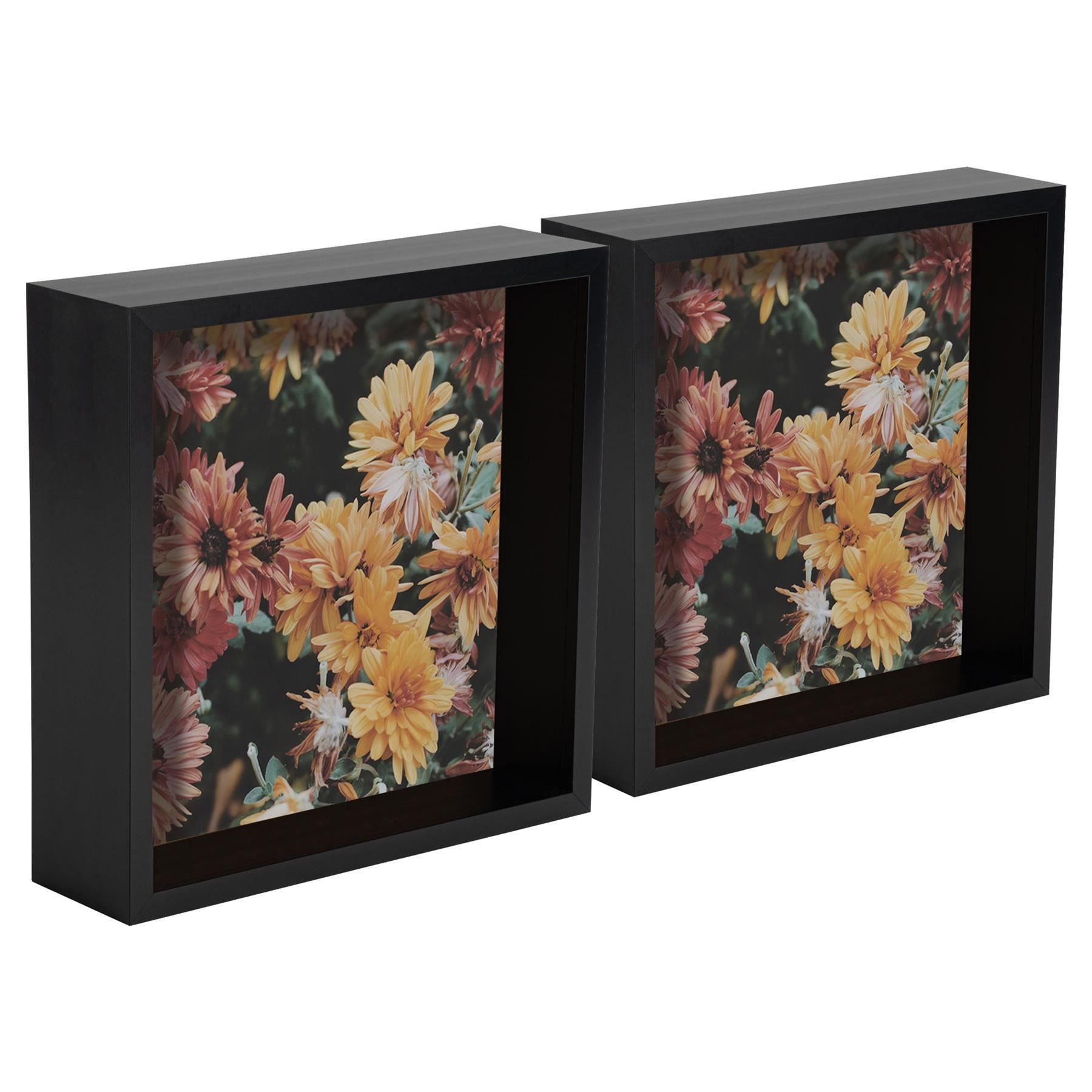 Nicola Spring 3D Deep Box Photo Frames - 8 x 8" - Pack of 5 in Black