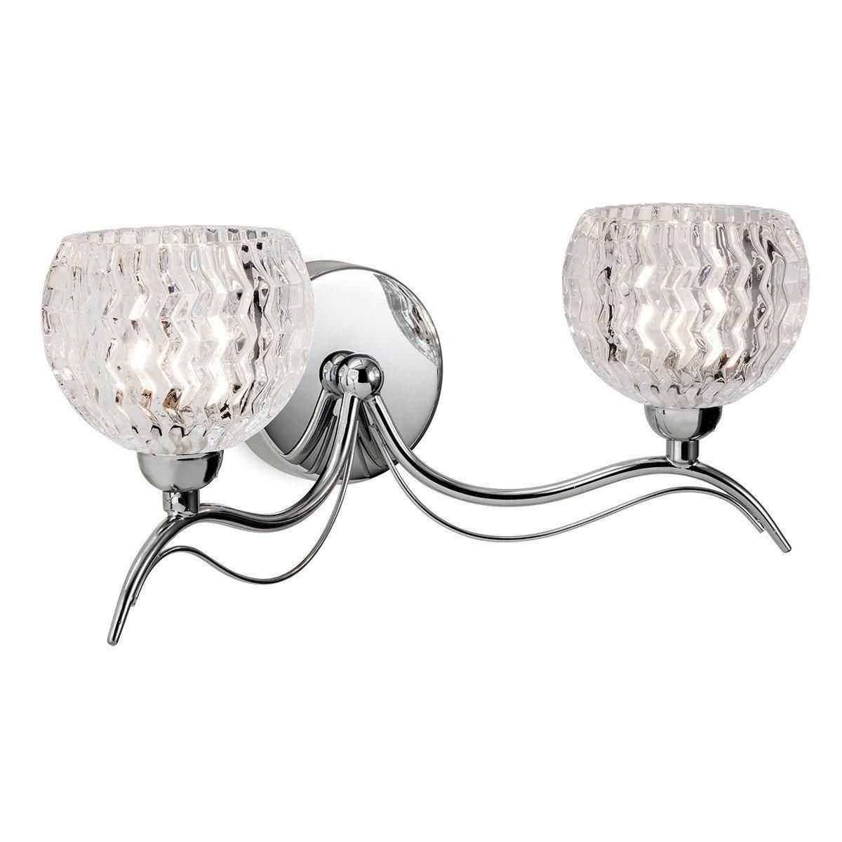 Netlighting Blanche 2 Light Indoor Wall Light Chrome Moulded Clear Glass G9
