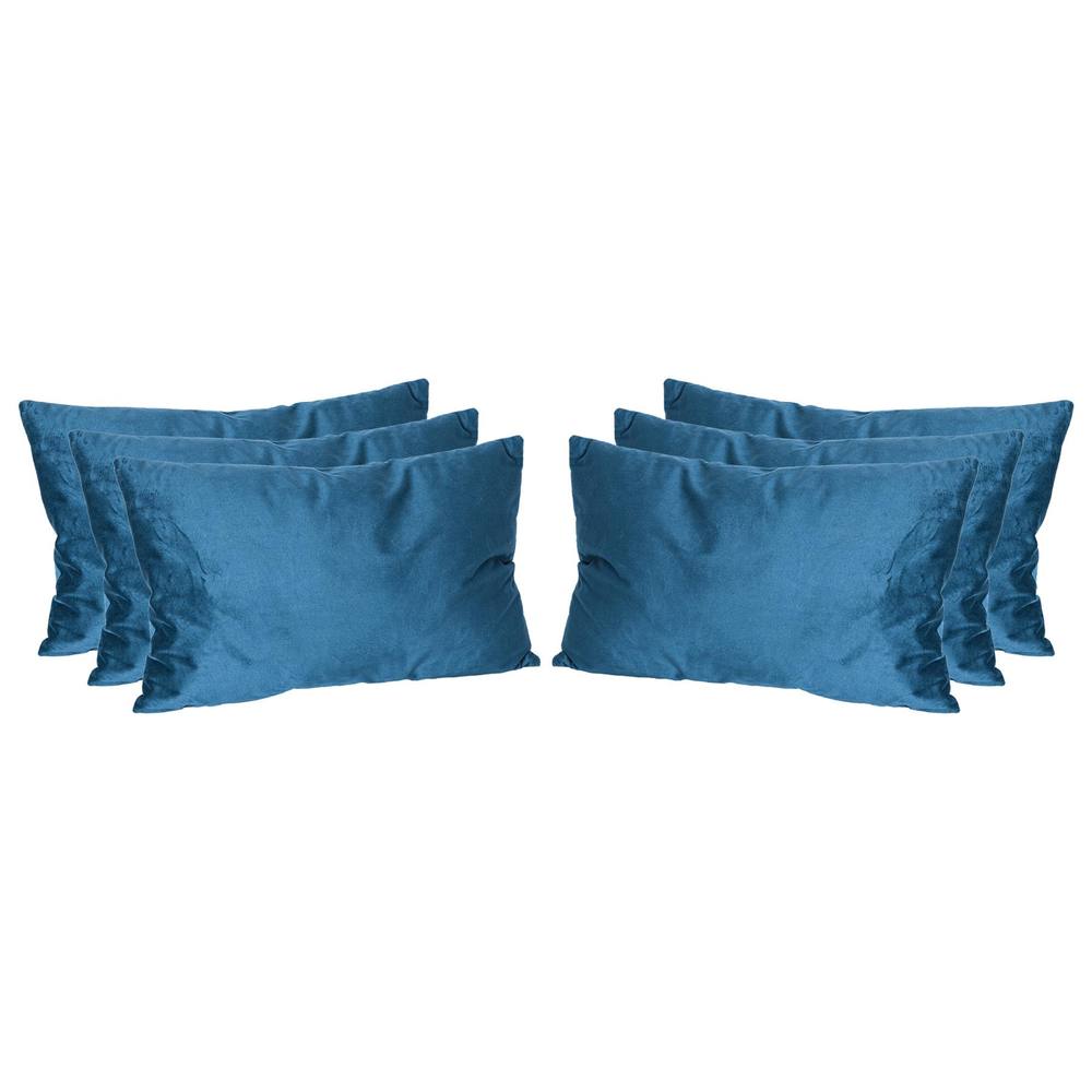 Nicola Spring Rectangle Velvet Cushions - 60cm x 40cm - Pack of 6 in Blue