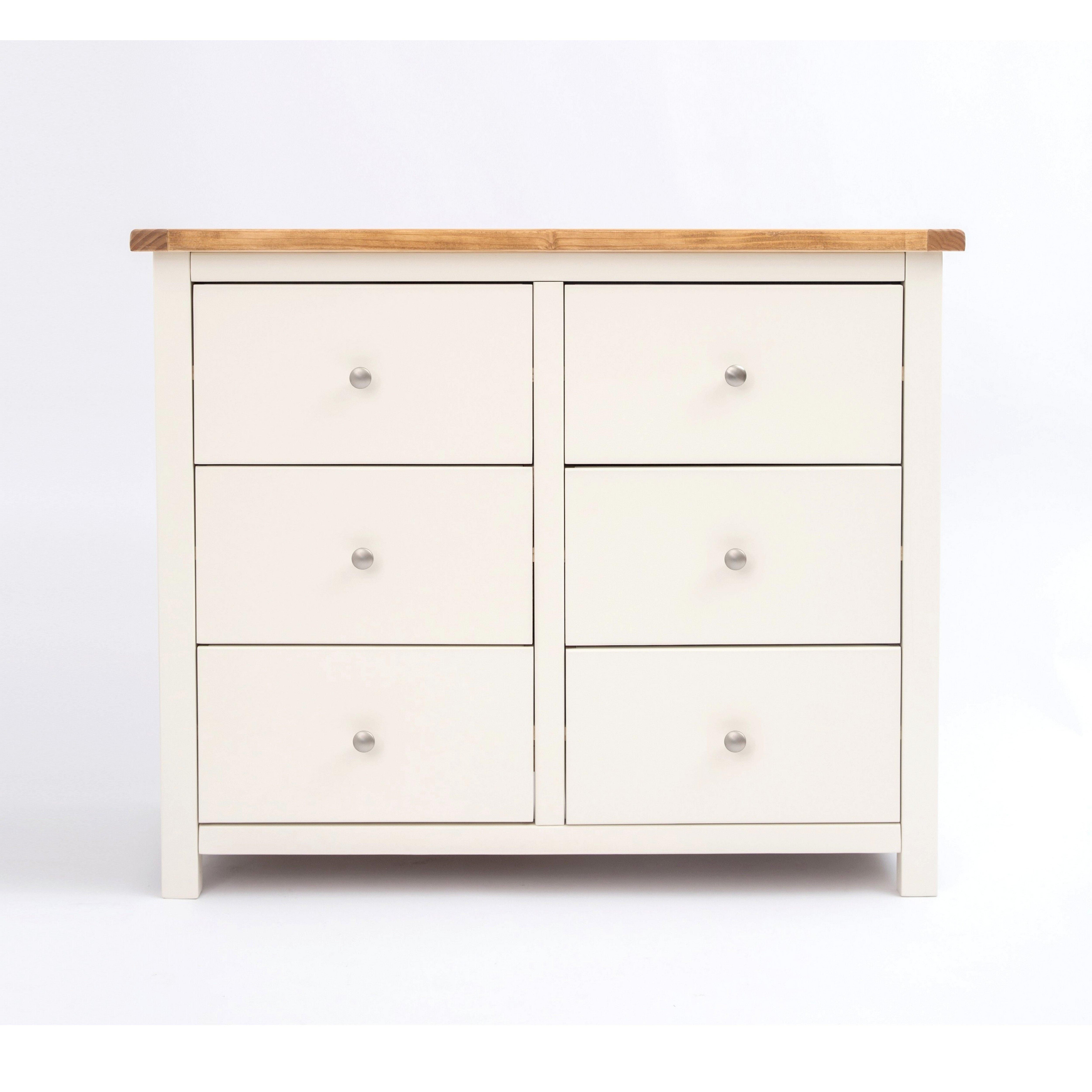 Cabinet Bits Maggiori 6 Drawer Chest of Drawers Chrome Knob in Off-White