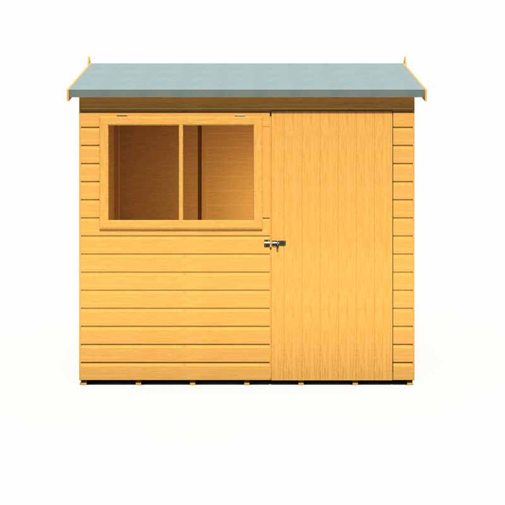 Shires Lewis 7 x 5 Feet Single Door Reverse Apex Style C Shed in Brown 5