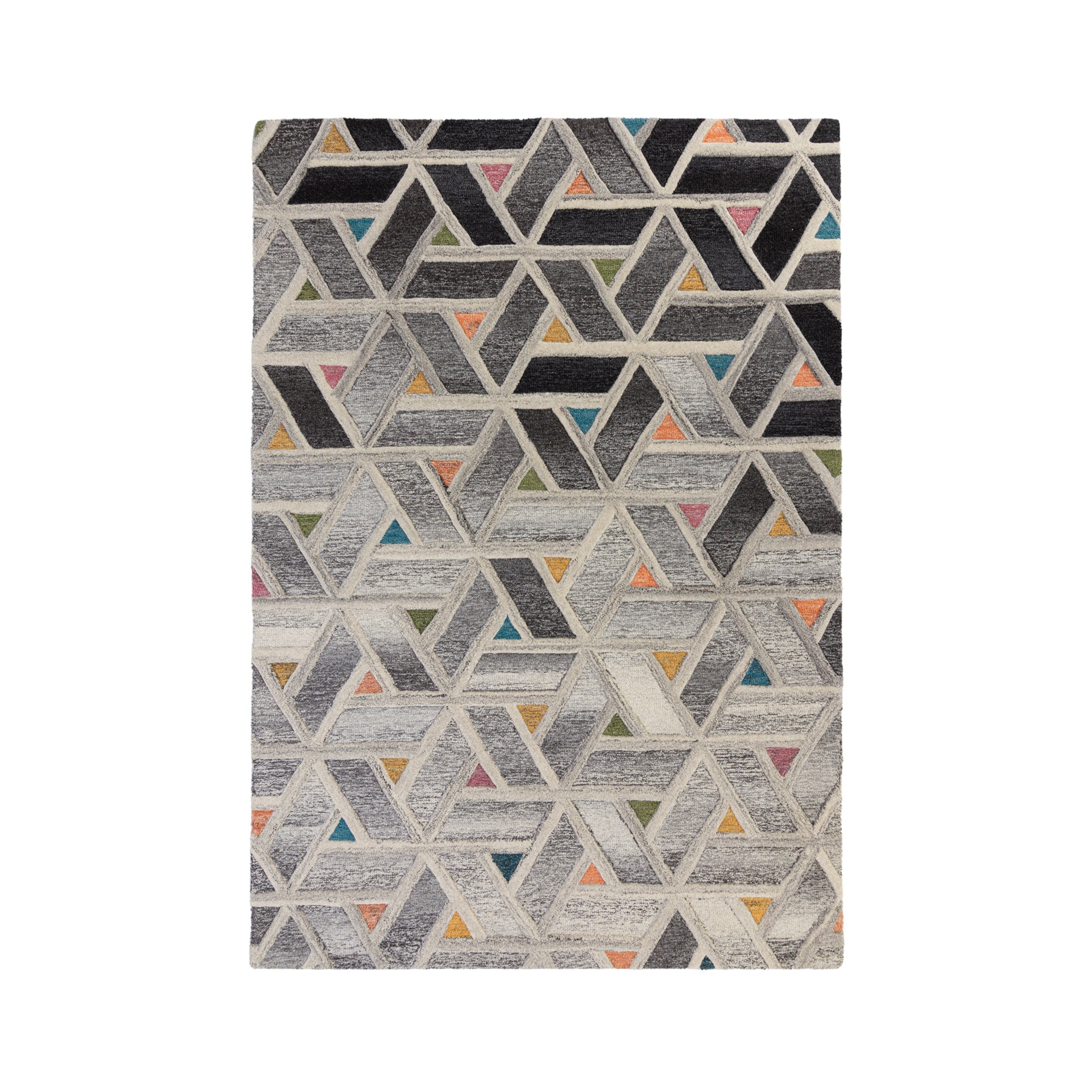 River Geometric Rug Black, White and Yellow