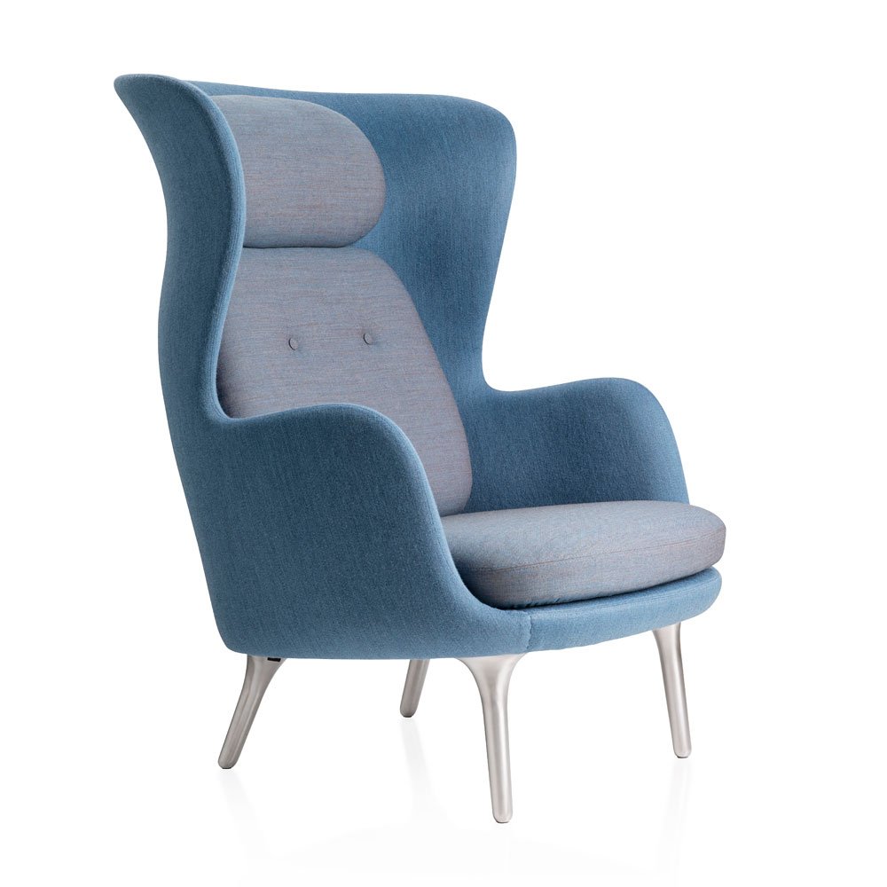 Fritz Hansen Ro Easy Chair Light Blue Fabric Aluminium Legs
