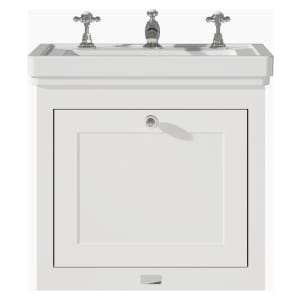 Bayswater Hartleigh Pointing White Traditional Wall HUng Vanity Unit & 3 Tap Hole White Recessed Basin - 500mm