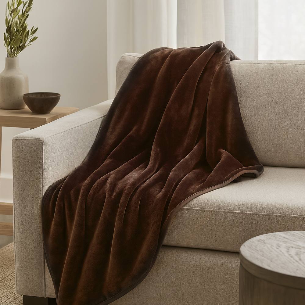 Voltico Faux Mink Throw - Chocolate, 150 × 200 cm in Chocolate