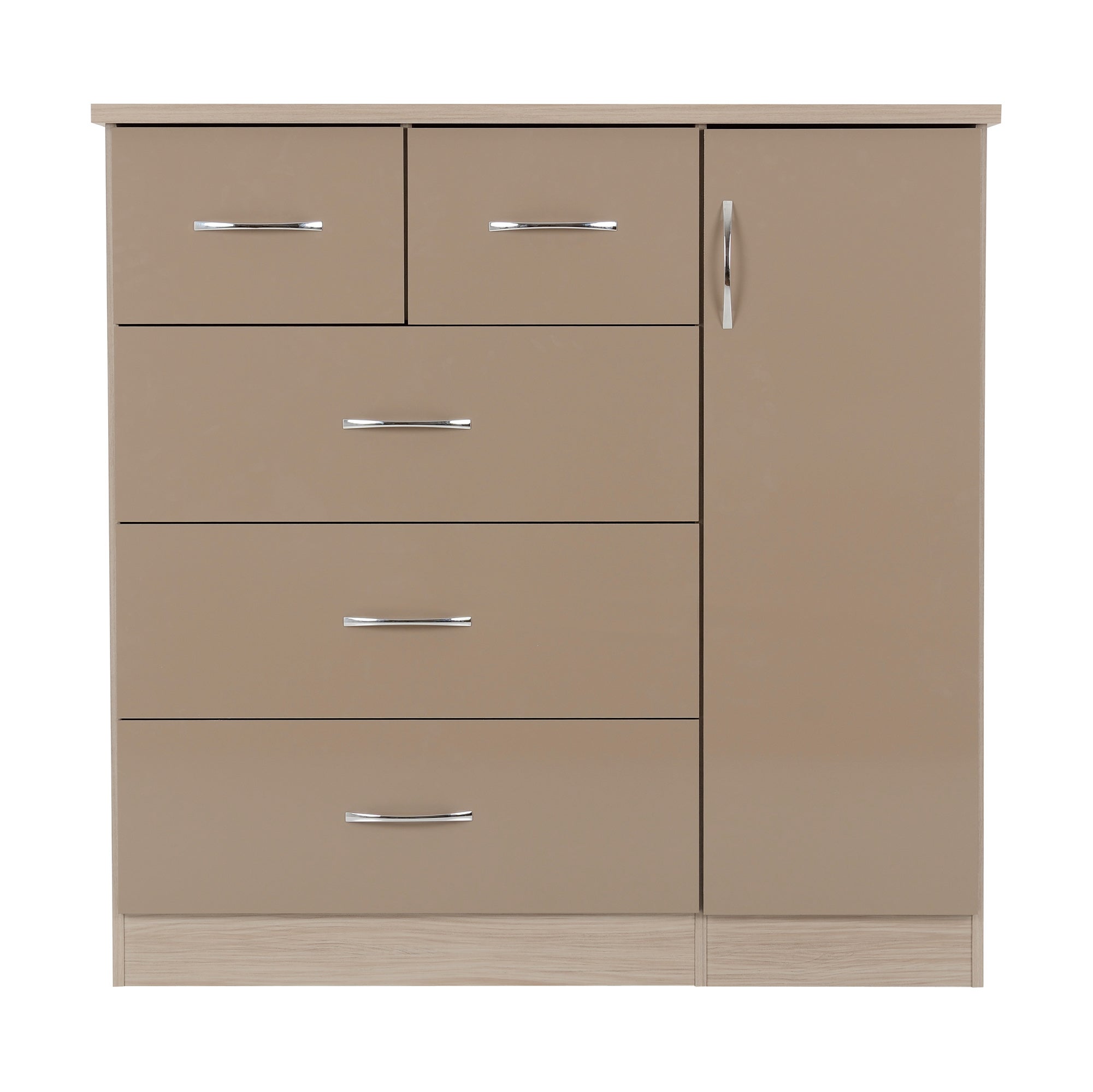 Nevada 5 Drawer Low Wardrobe Brown