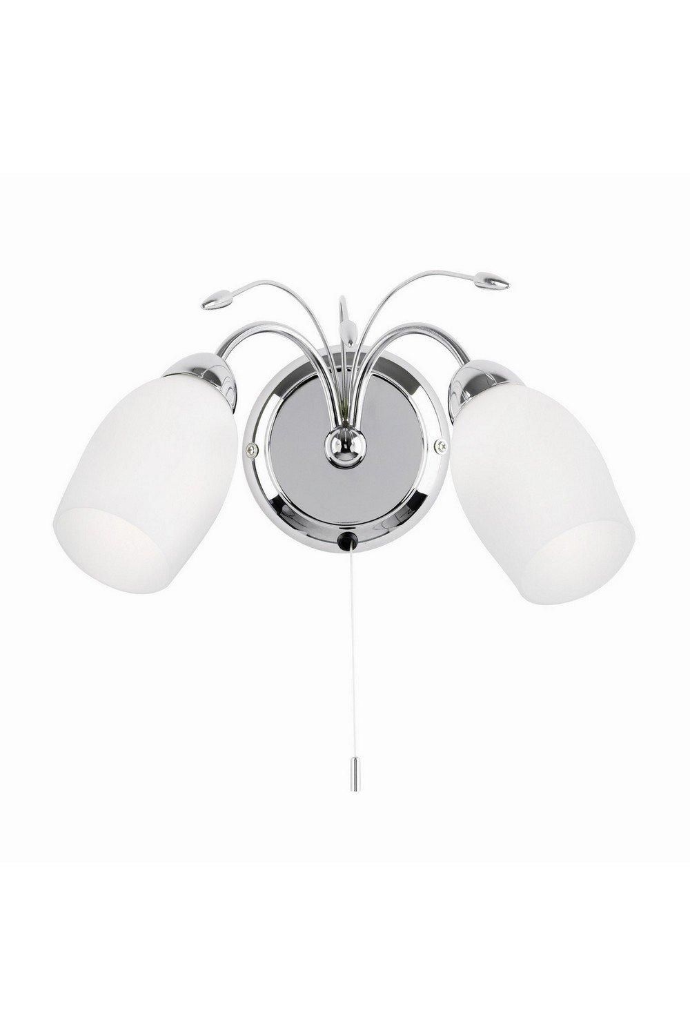 Netlighting Meadow 2 Light Indoor Wall Light Chrome with White Glass E14 in Grey