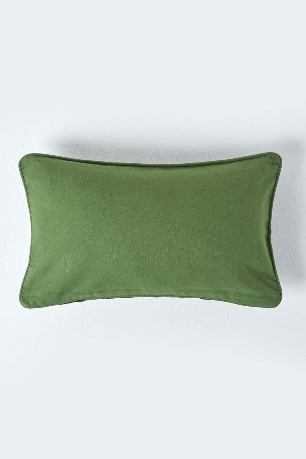 Homescapes Cotton Plain Cushion Cover in Olive
