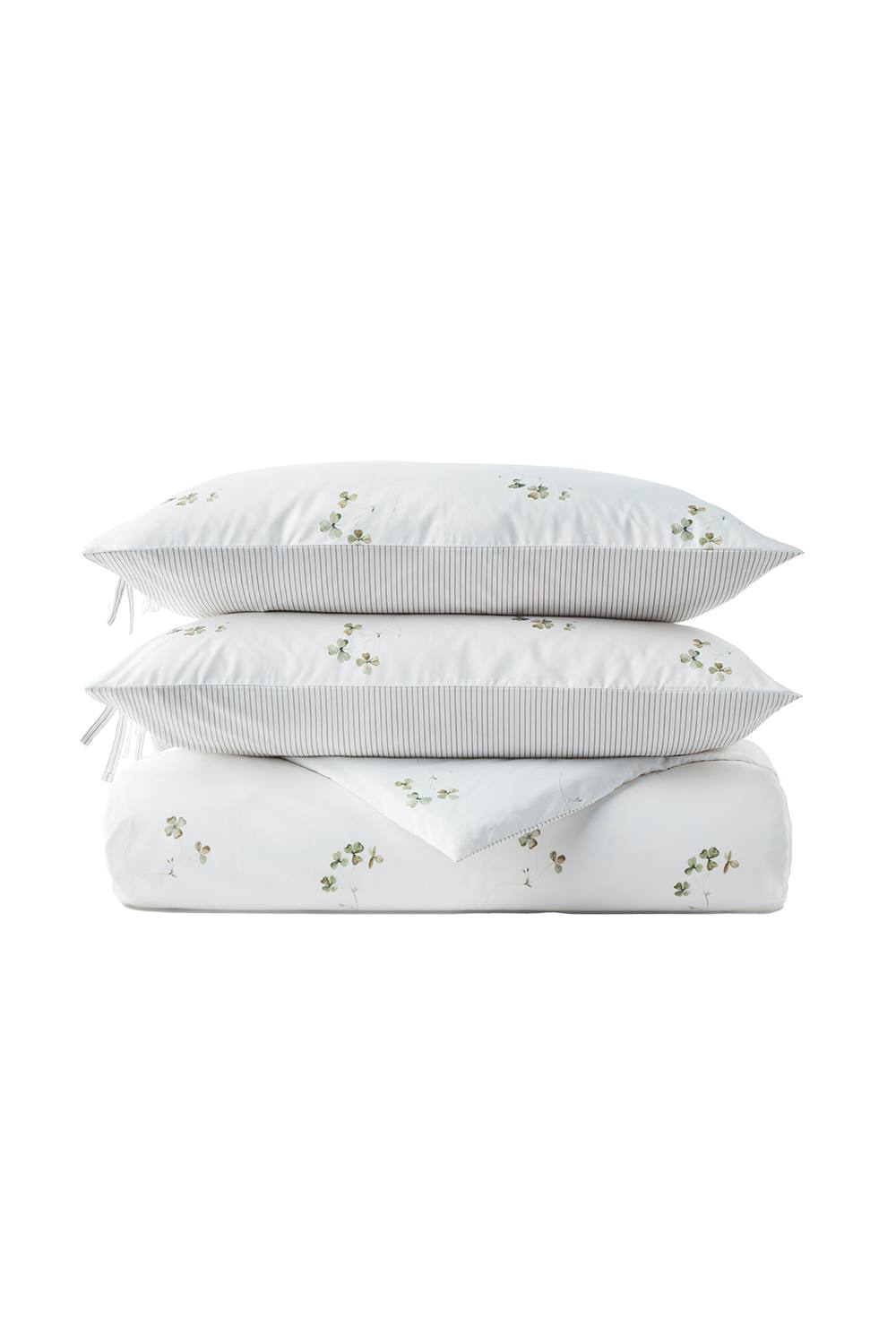 CHRISTY 'Clover' Romantic Floral Cotton Percale Bow-Tied Duvet Cover Set in White 2