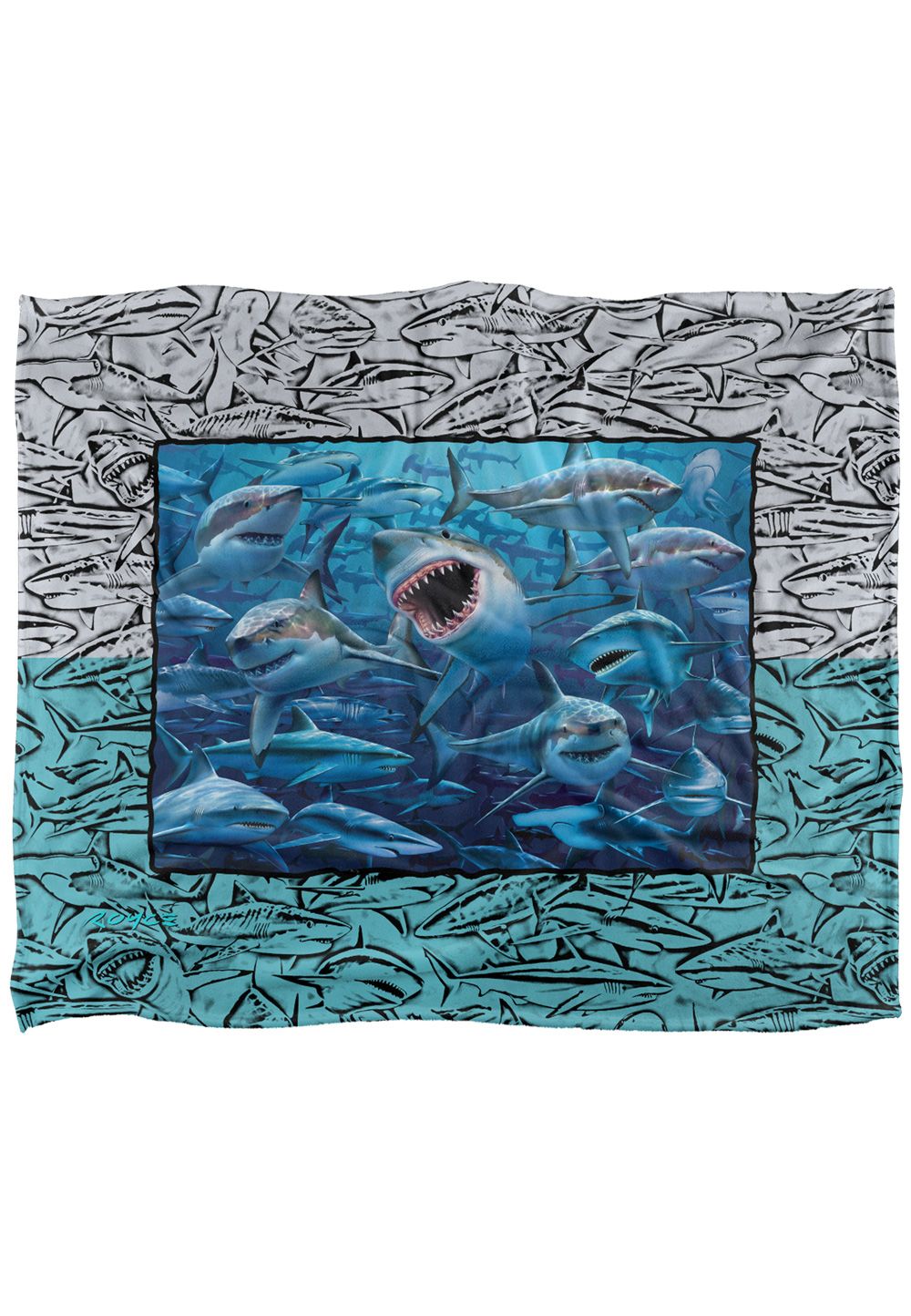 JQ Licensing Royce Mcclure Great White Shark Frame Silky Touch Super Soft Throw Blanket 152 X 127 cm