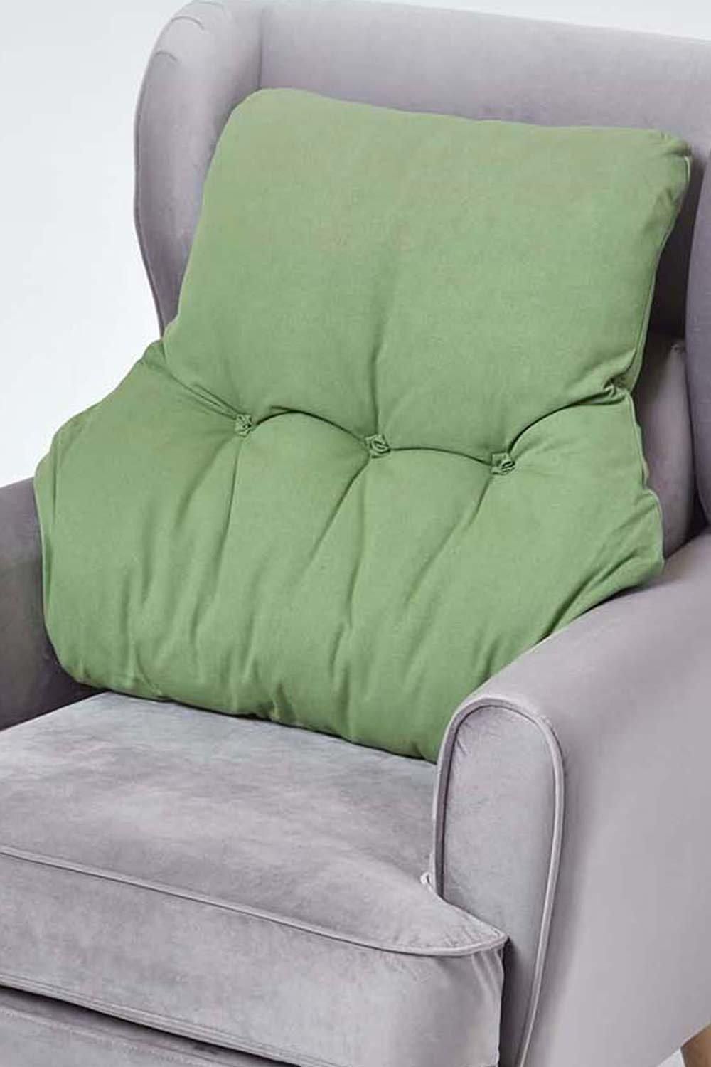 Homescapes Cotton Back Support Cushion in Dark Green