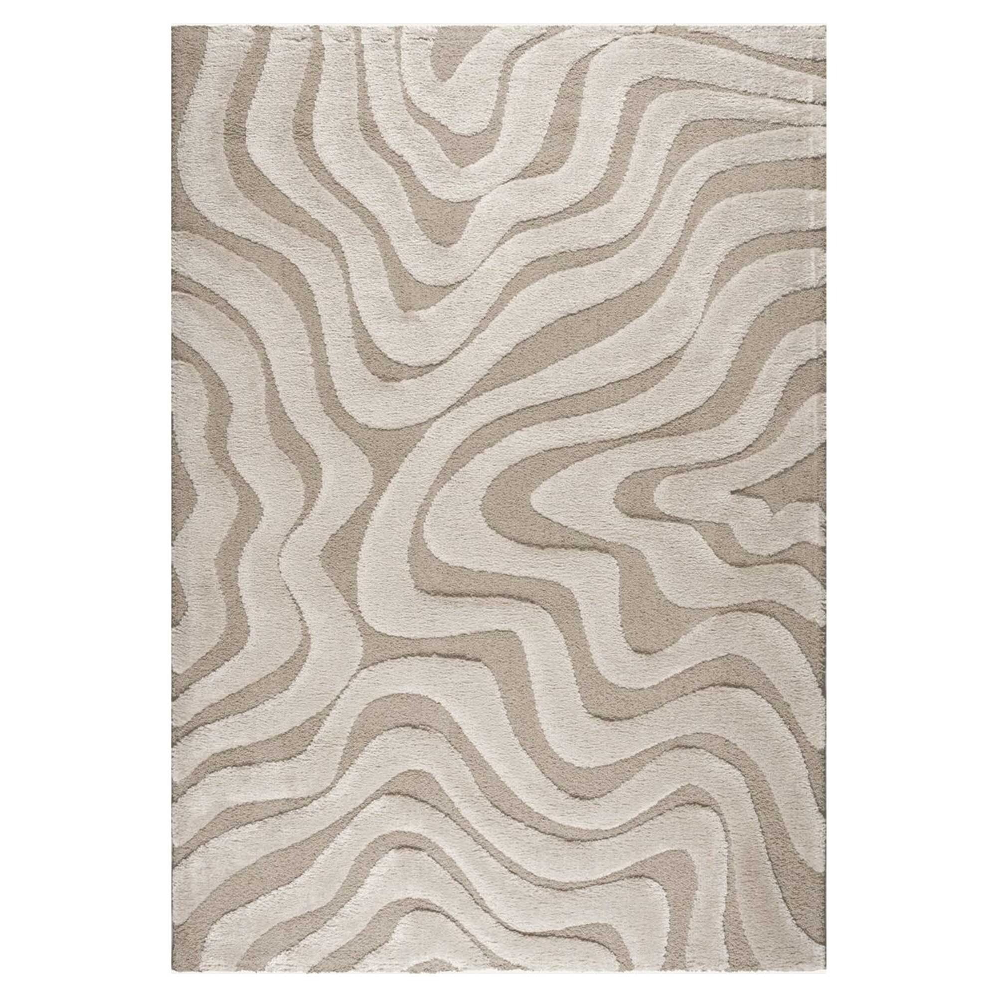 Taupe Ripple Rug 160x230cm, Square Polyester | Barker & Stonehouse