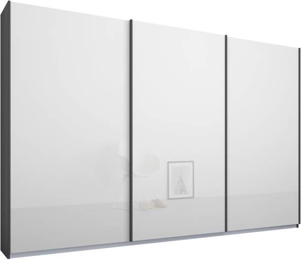 Malix 3 door 270cm Sliding Wardrobe, Graphite Grey Frame, White Glass Doors