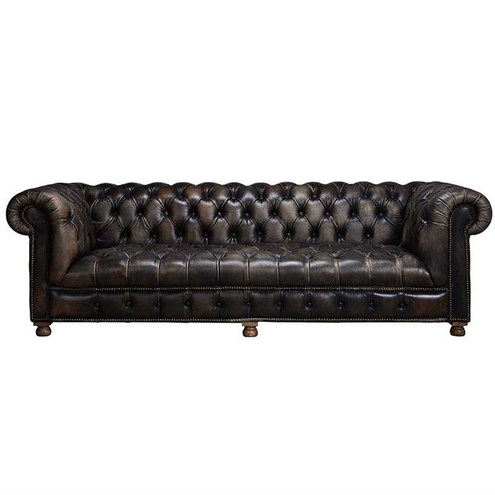 Timothy Oulton Westminster Button 2.5 Seater Chesterfield Sofa, Vagabond Black