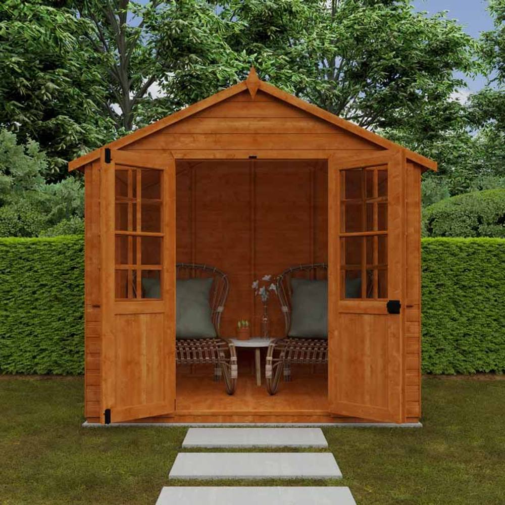 Buttercup Farm 6 x 8 Feet Summerhouse 12mm Shed - L175 x W235 x H243.7 cm in Burnt Orange 3