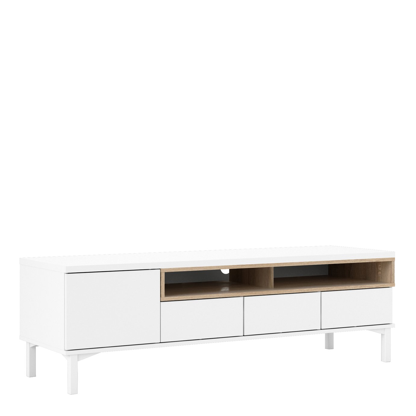 Greyson 1 Door 3 Drawer TV Unit - White & Oak Effect
