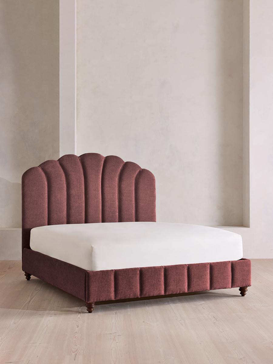 Manette Bed, Double, Linen Chenille, Bordeaux