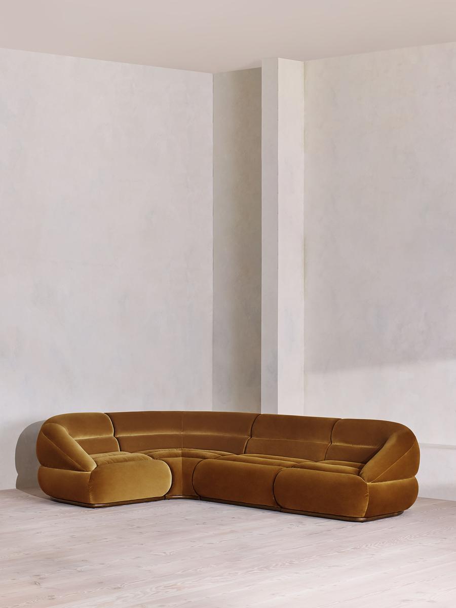 Edison Modular Sofa, L-Shape Sofa, Velvet, Mustard