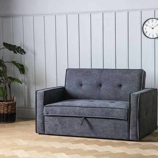 Ameland Contemporary Fabric Sofabed In Petrol Grey