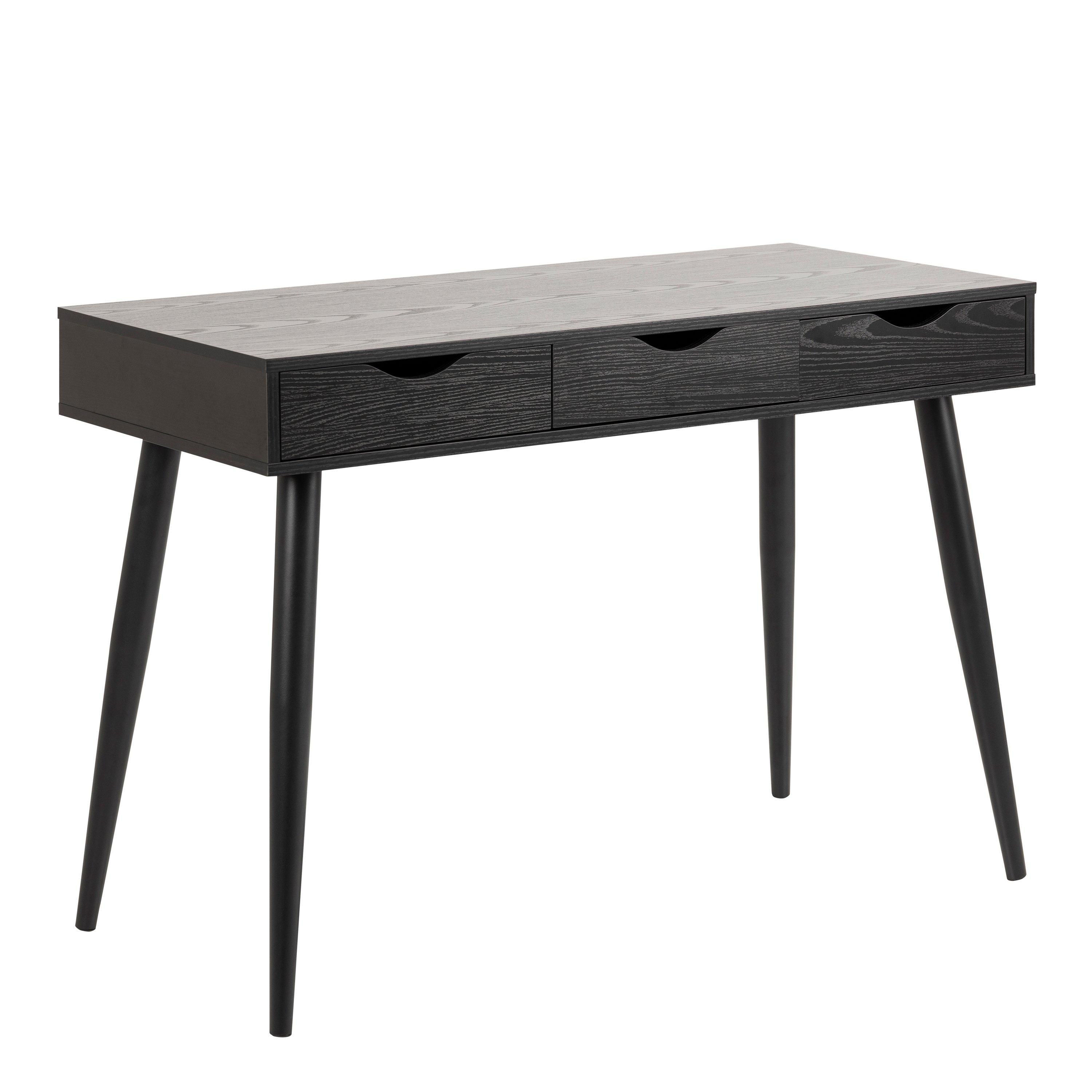 Furniture To Go Neptun 3 Drawer Office Desk in Black in Light Oak
